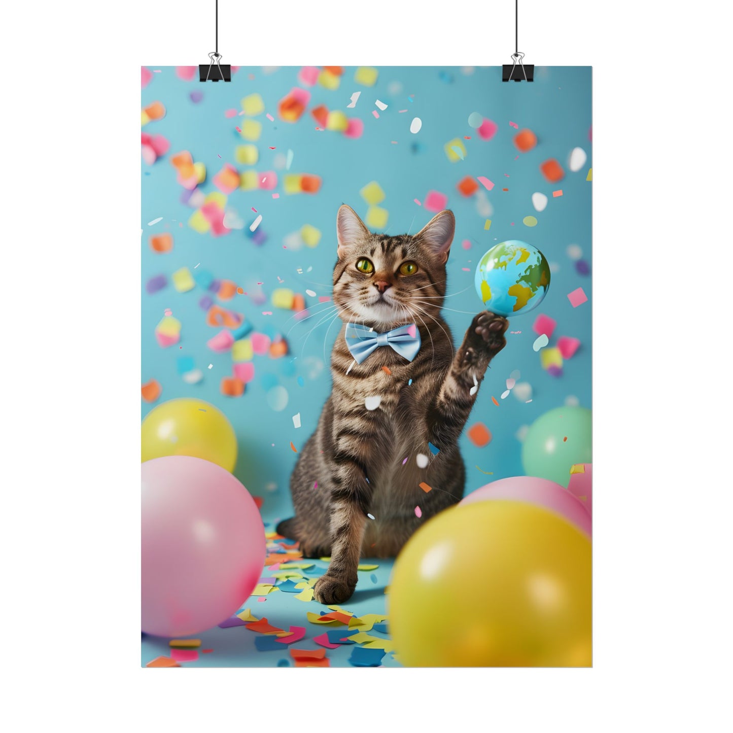 Whimsical Cat in Bow Tie: Close-Up Art Print - Poster