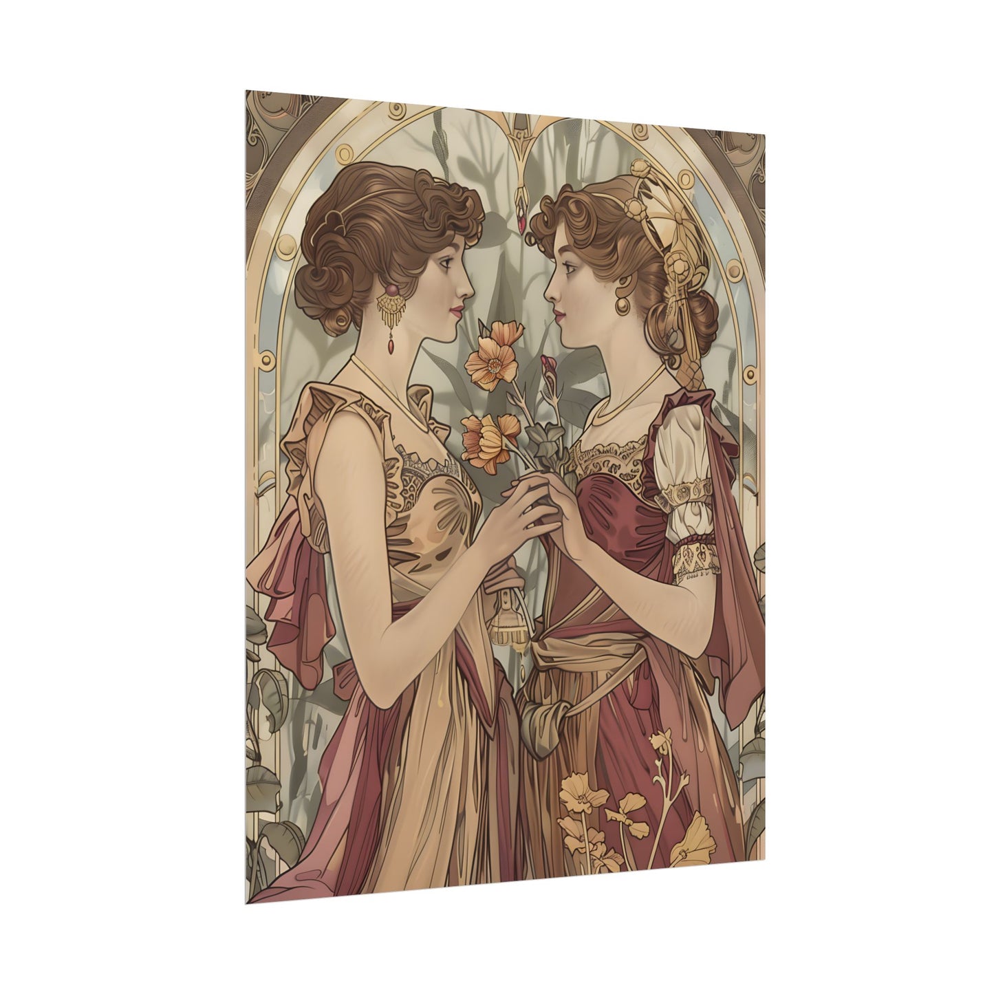 Middle Eastern Floral Beauty: Traditional Attire Digital Art - Poster
