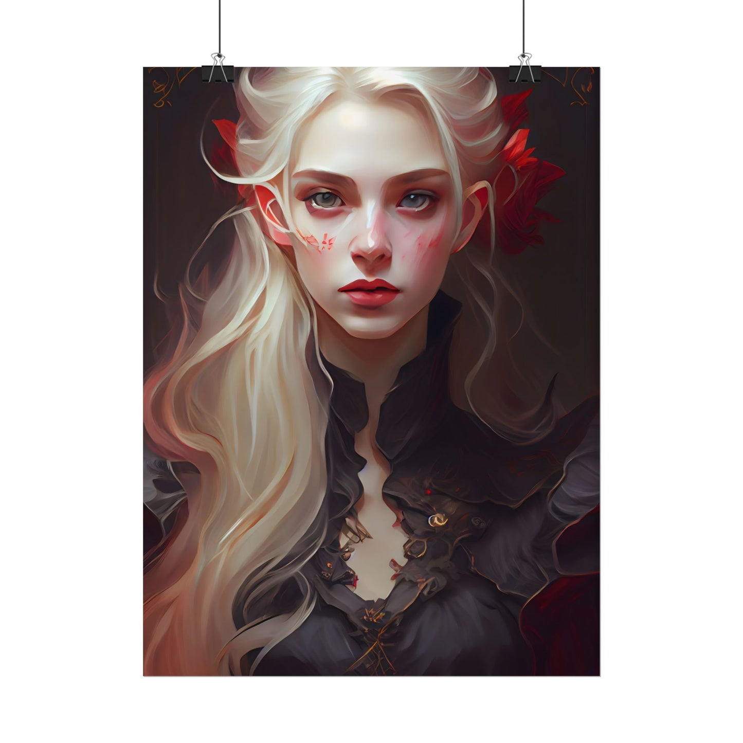 Beautiful Blonde Portrait: A Stunning Female in Black Top - Poster