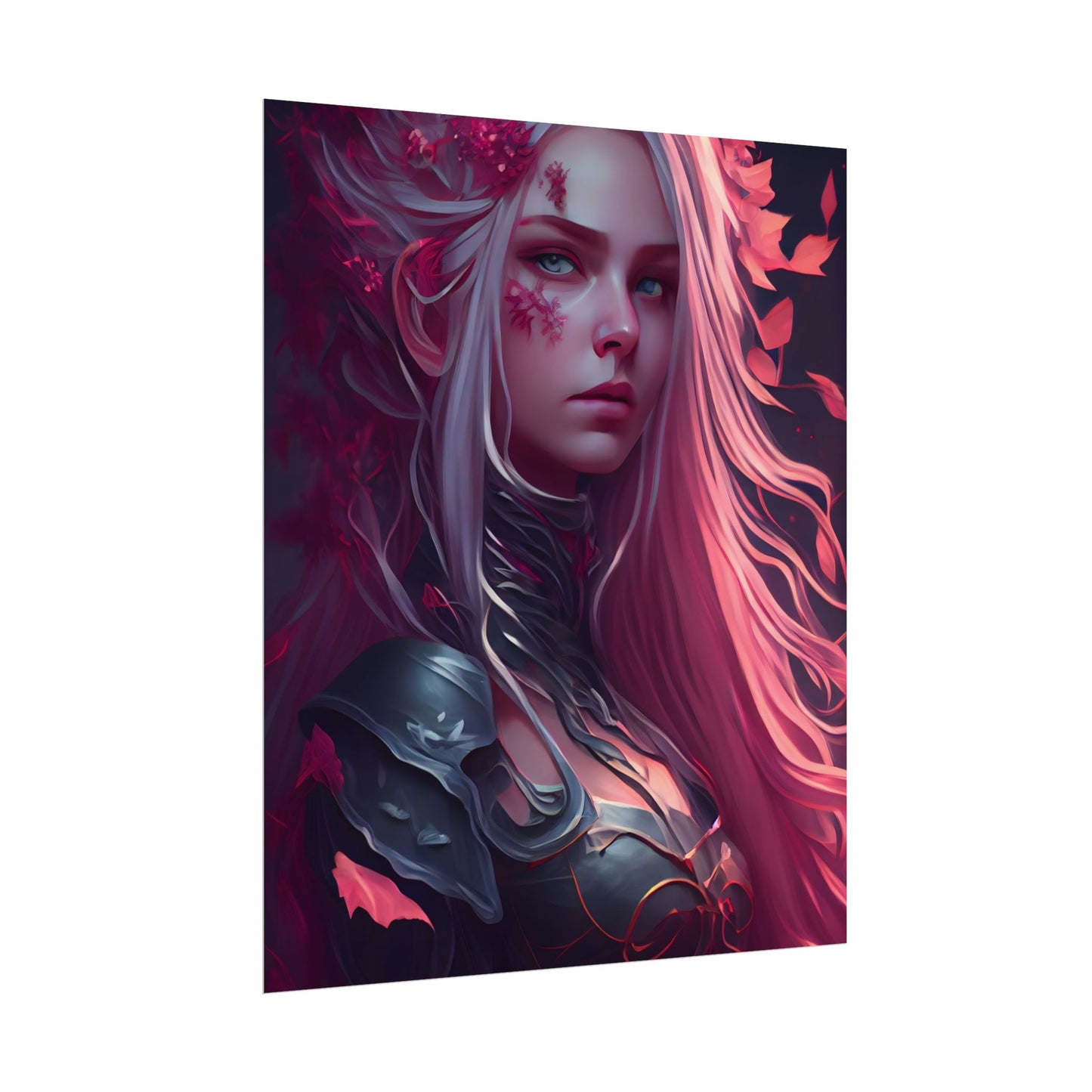 Astonishing Female Portrait with Pink Hair: Artistic Vision - Poster