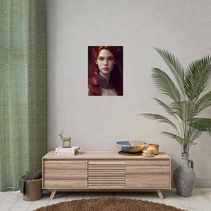 Beautiful Redhead Female Portrait: Classic Timeless Artwork - Poster