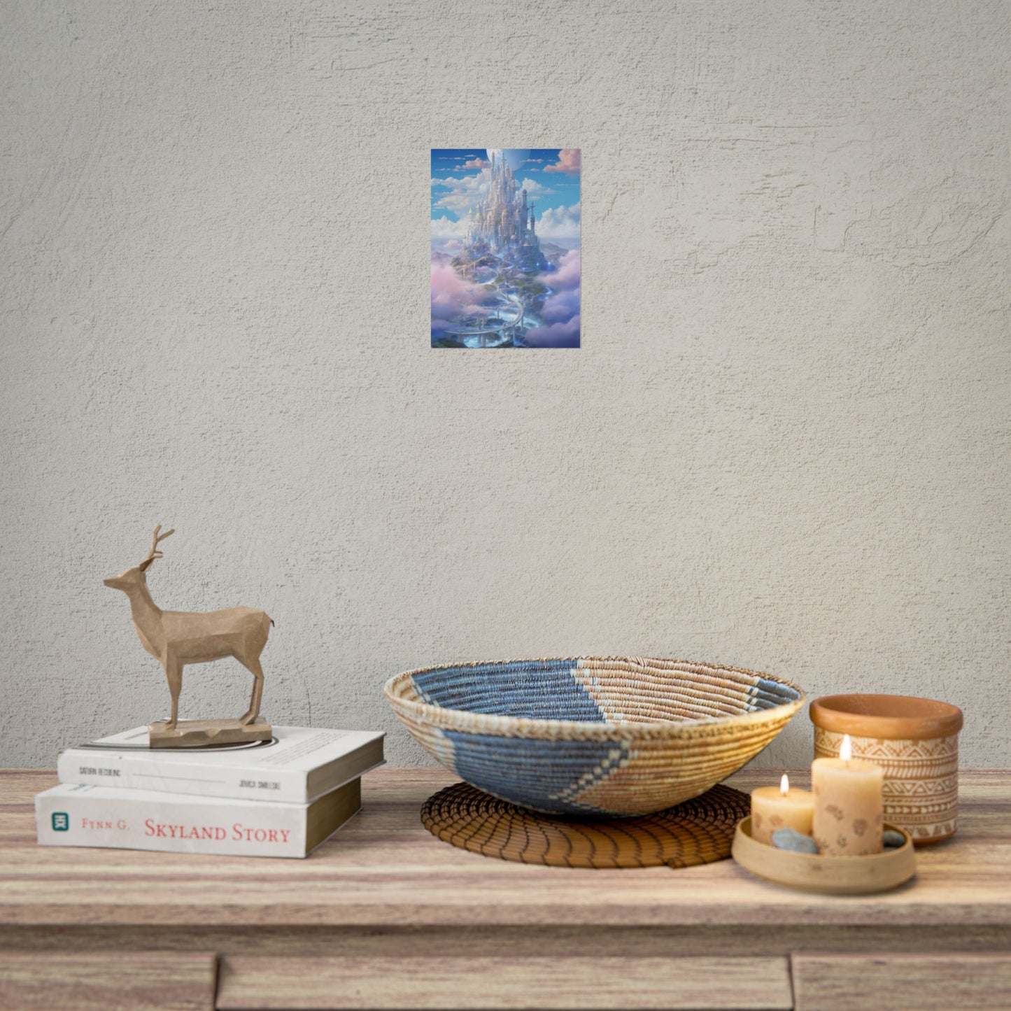 Floating City in Celestial Realm: Serene Fantasy Artwork - Poster