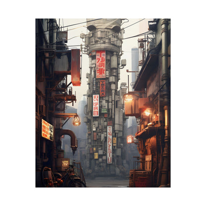 Steampunk Post-Apocalypse: Detailed Cityscape Digital Art - Poster