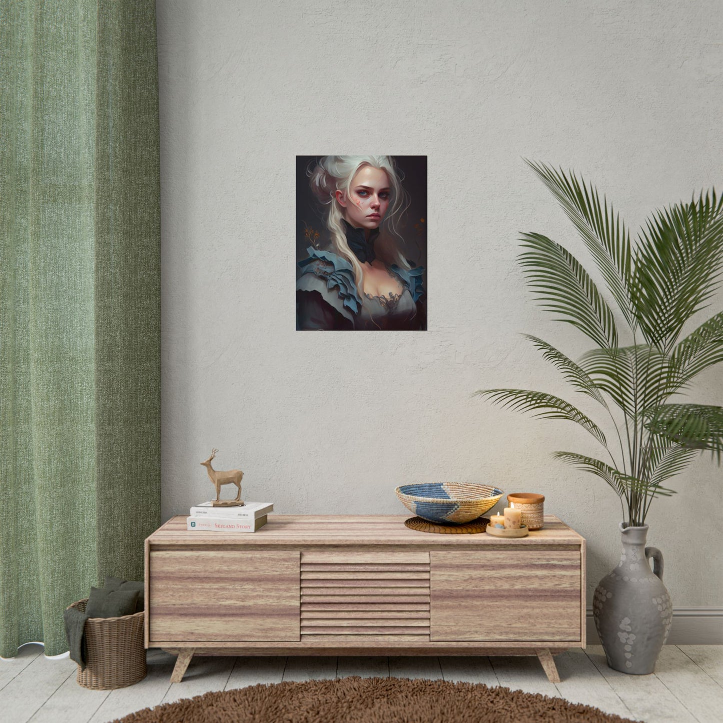 Blonde Profile Portrait: Simple Daylight Dress Art - Poster