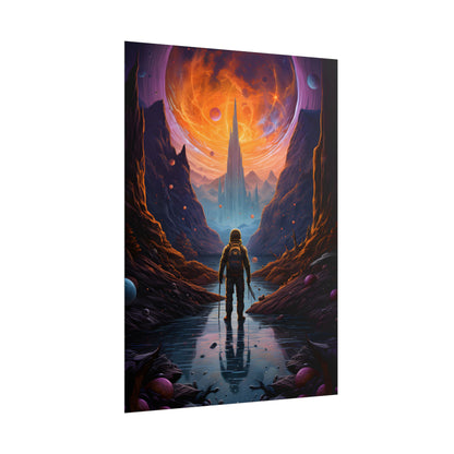 Futuristic Explorer in Wilderness: Sci-Fi Artwork - Poster