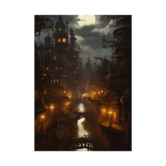 Steampunk City: Whirring Wheels & Brass Towers - Poster