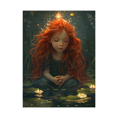 Sparkly Redhead Daydream: Young Girl Digital Art - Poster