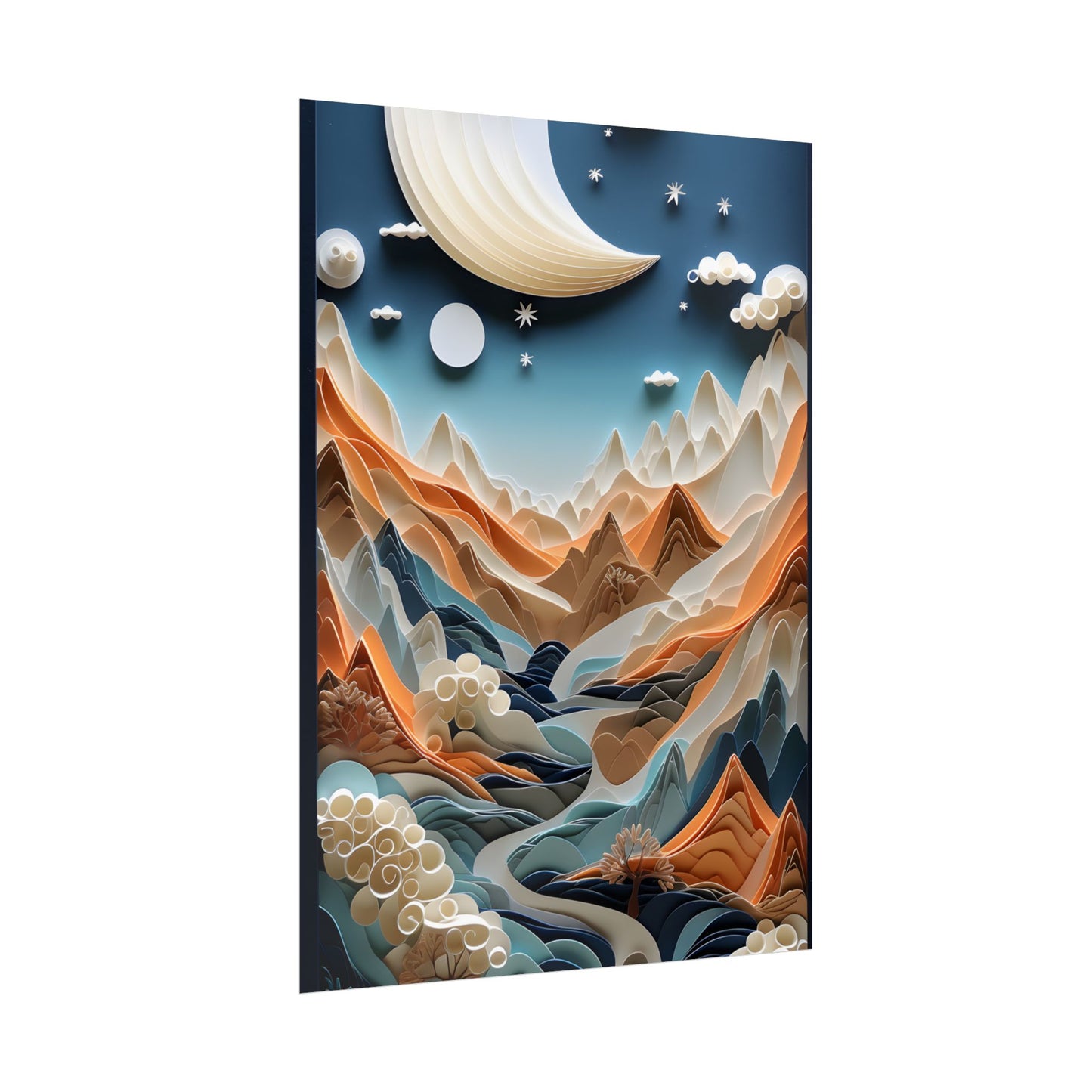 Vibrant European Quilled Landscape: Intricate Paper Art - Poster