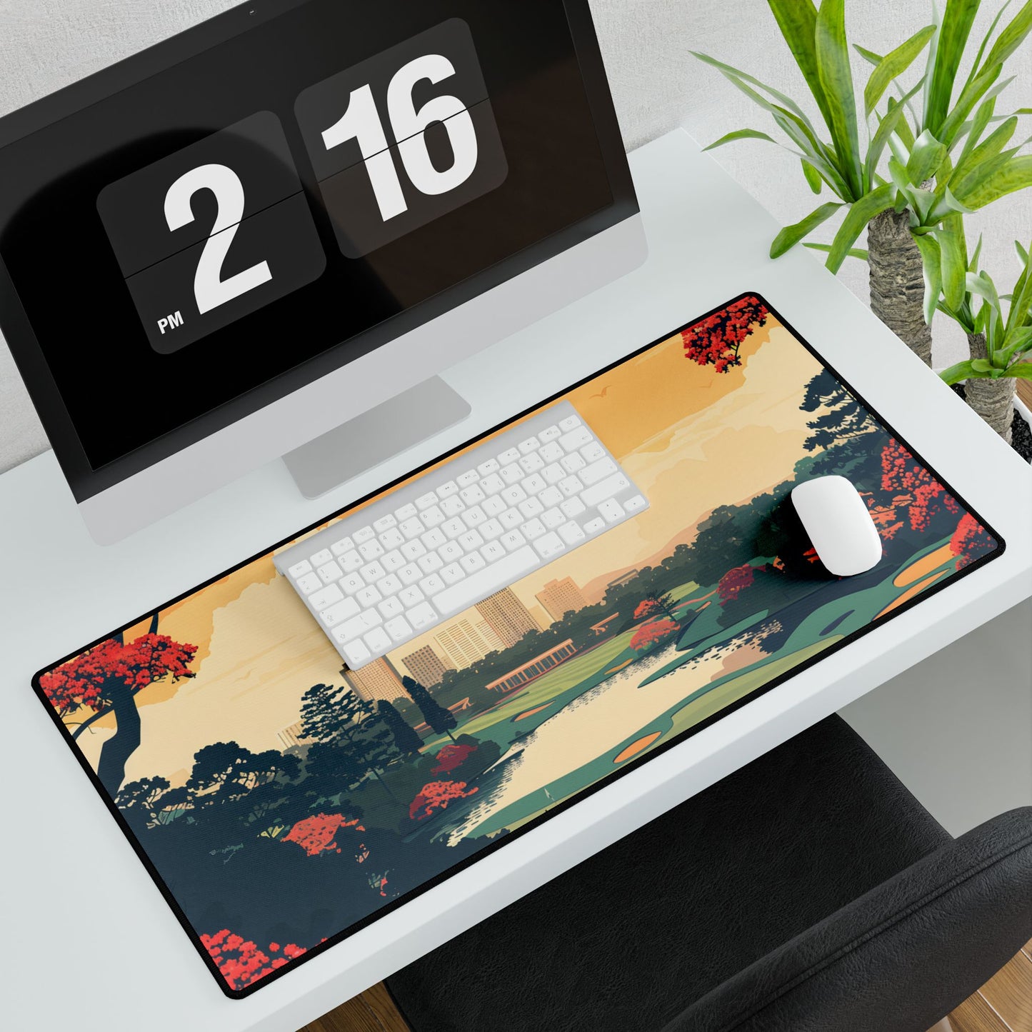 Retro-Style Augusta Georgia Golf Course: Vibrant Illustration Art - Desk Mat