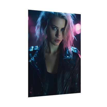 Cyberpunk Teen: Moody Expression Digital Art - Poster