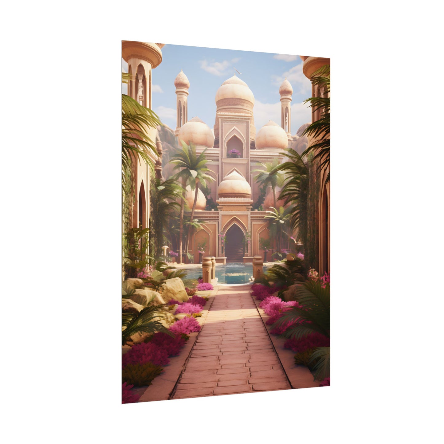 Hidden Arabian Desert Paradise: Serene Oasis Art - Poster