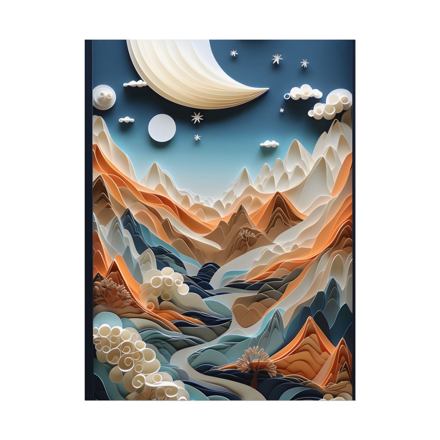 Vibrant European Quilled Landscape: Intricate Paper Art - Poster