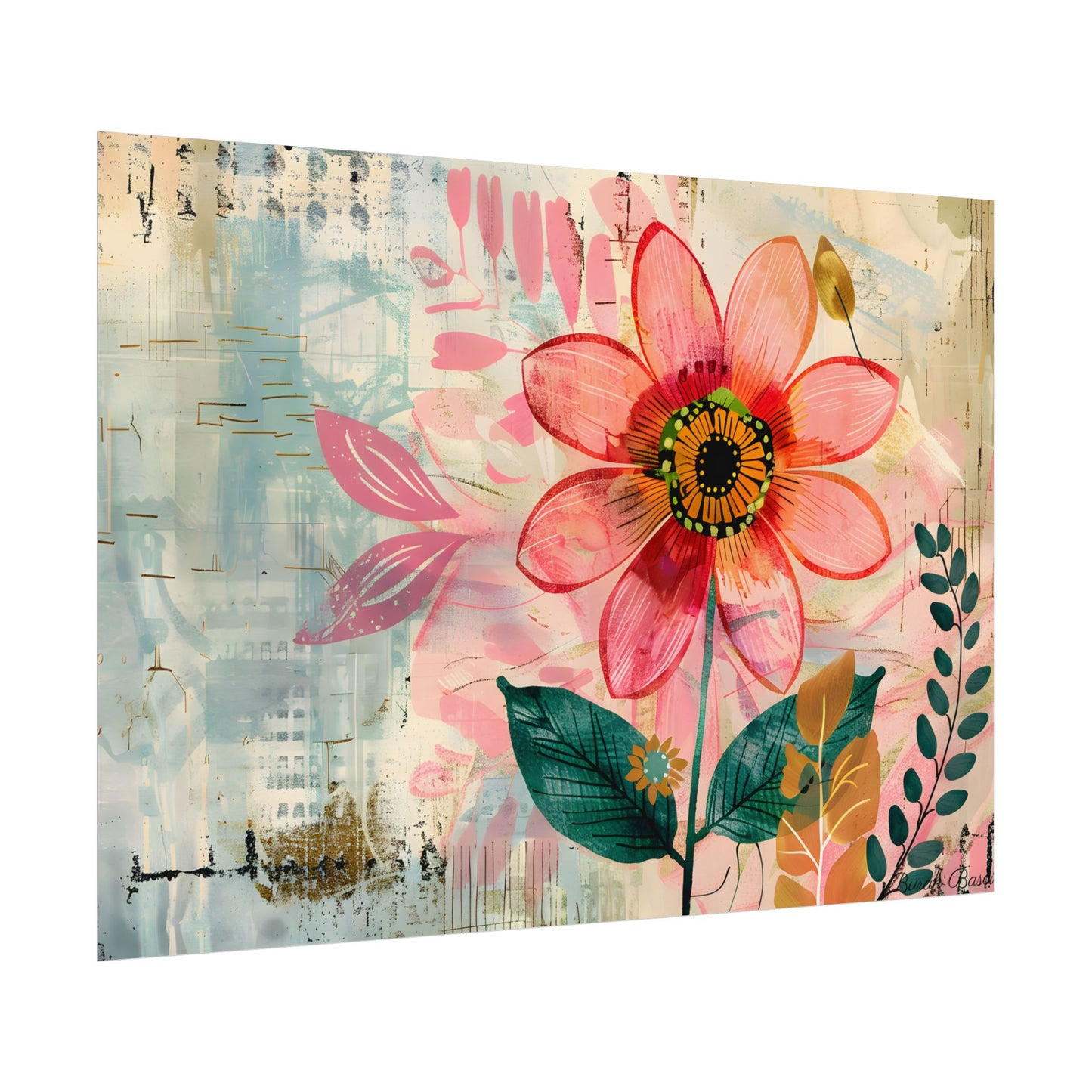 Blooming Growth: Whimsical Flower Art - Poster