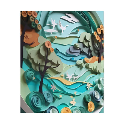 Eye-Catching Beach Landscape: Paper Quilling Art - Poster