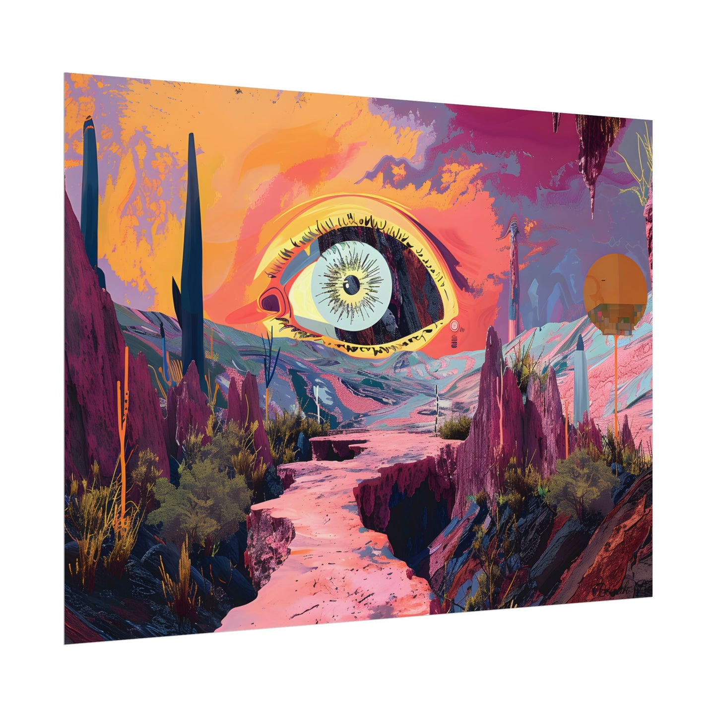 Surreal Eye: Vibrant Landscape Digital Art - Poster
