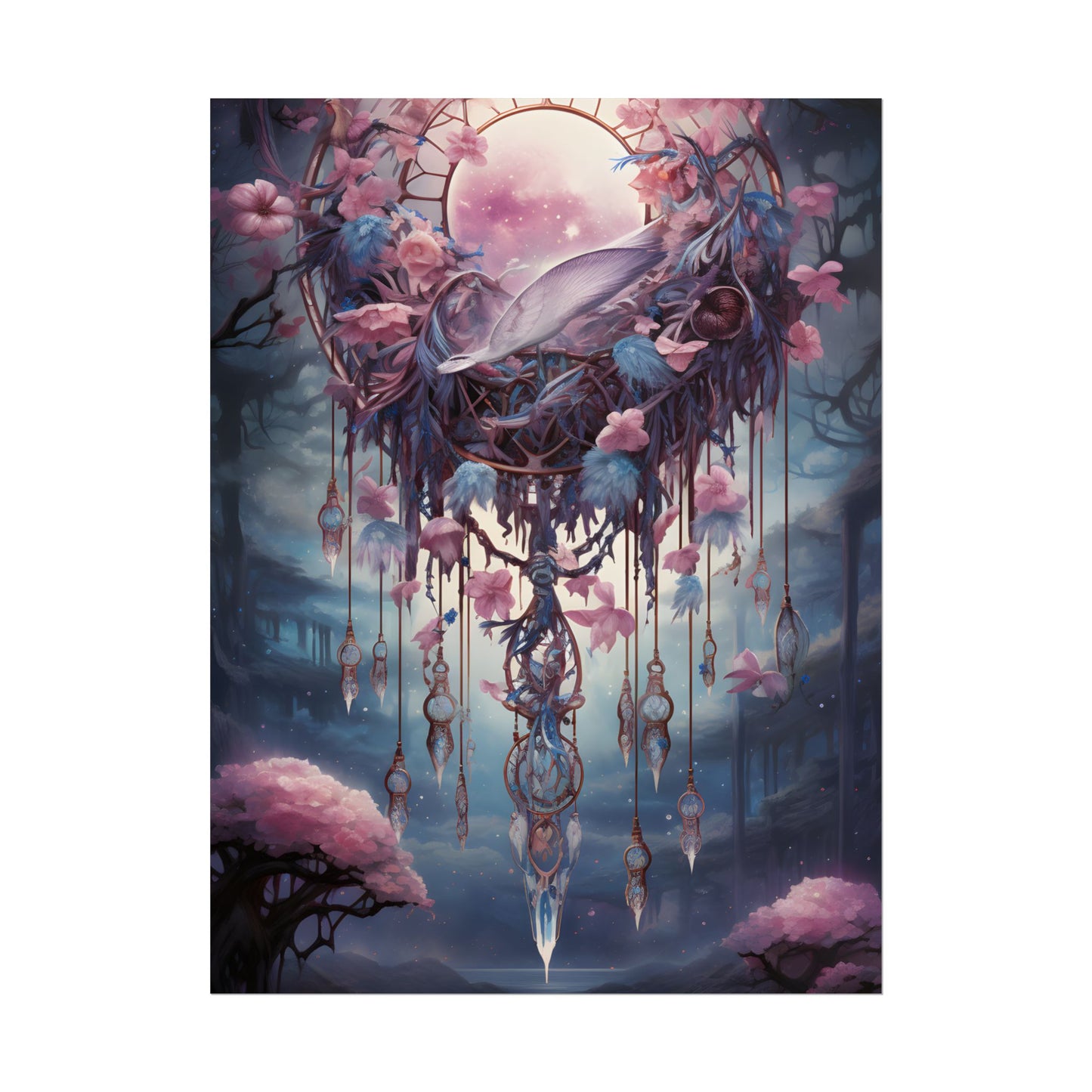 Surreal Landscape: Serene Tree in Vast Sky - Poster