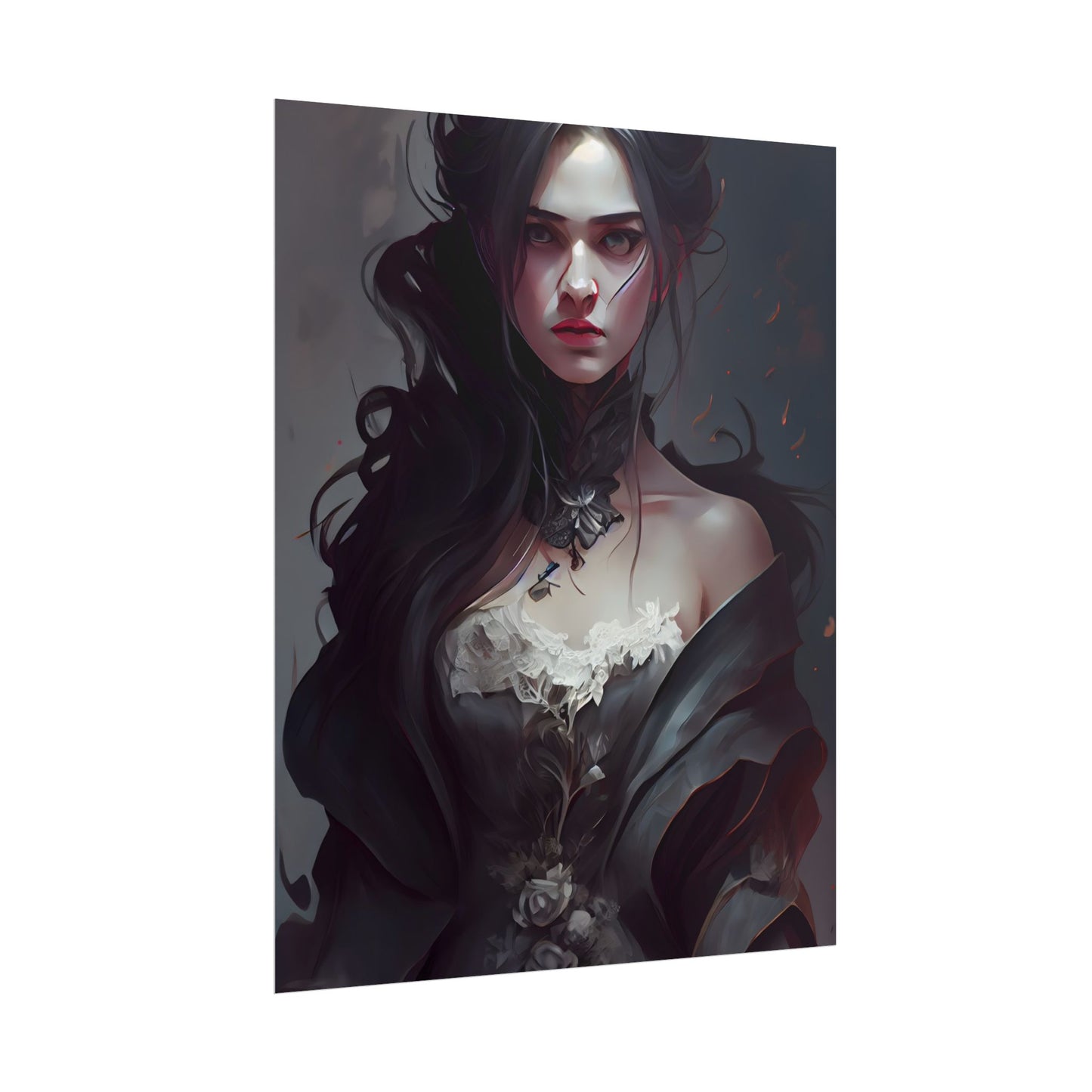 Black Haired Female Portrait: Elegant Outdoor Beauty - Poster