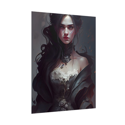 Black Haired Female Portrait: Elegant Outdoor Beauty - Poster