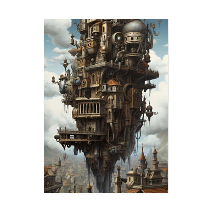 Steampunk Paris Cityscape: Colorful 19th Century Artwork - Poster
