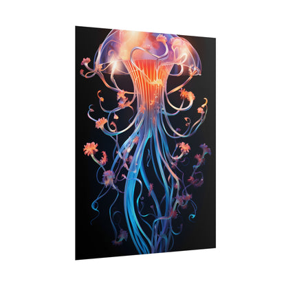 Bioluminescent Oceanic Ballet: Elegantly Poised Dancer in Underwater Performance - Poster