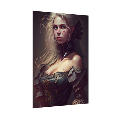 Blonde Female Portrait in a Dress: Stunning Artwork - Poster