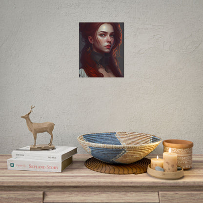 Formal Redhead Portrait: Nature-Themed Artwork in Green and Blue - Poster