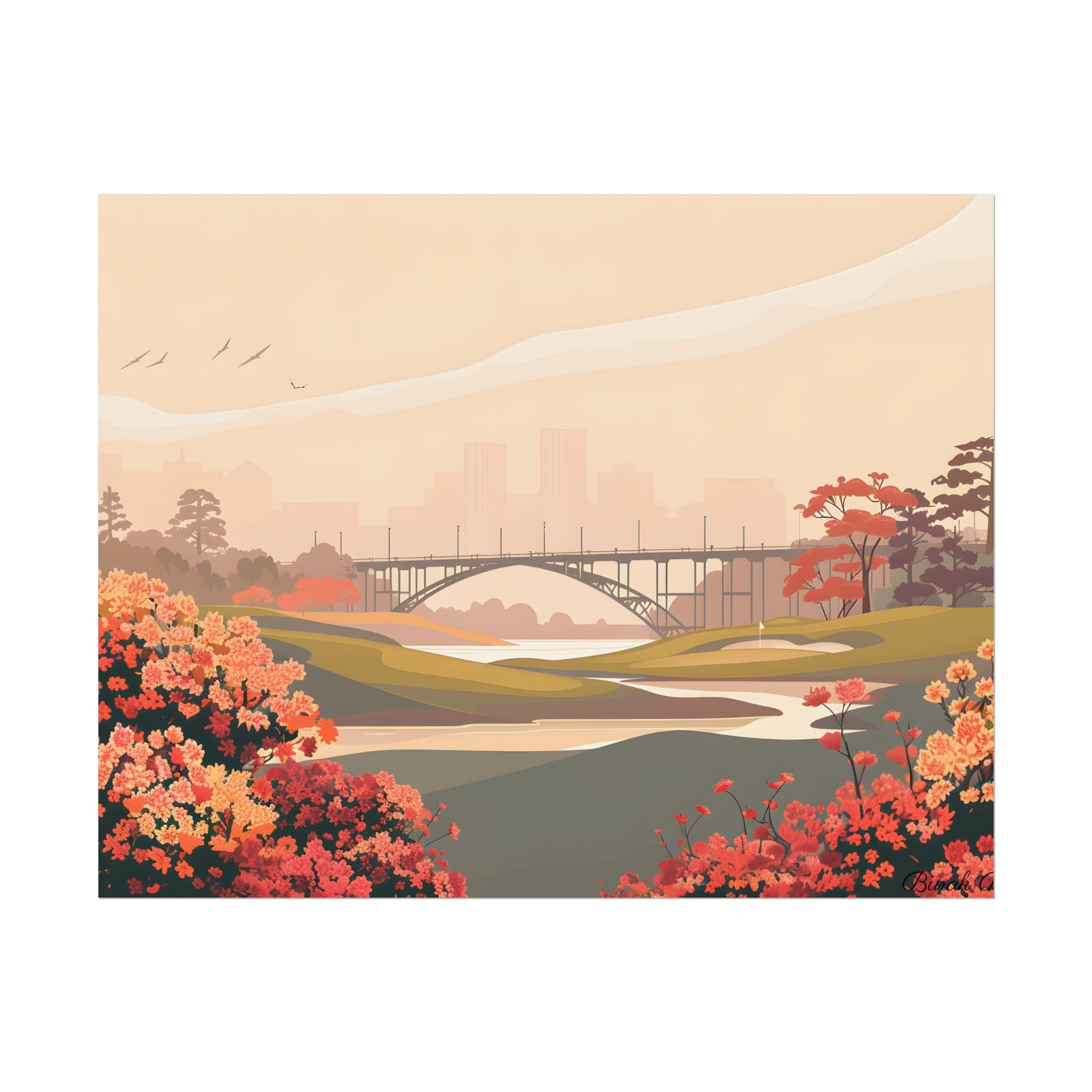Retro Golf at Augusta: Vintage Illustration - Poster
