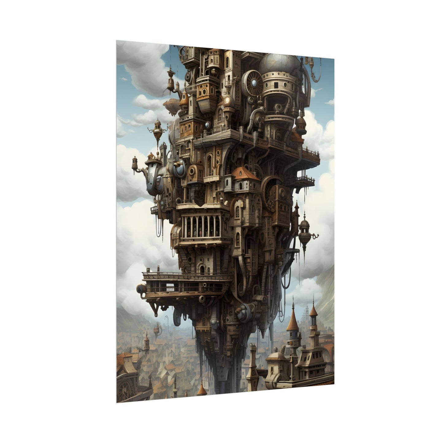 Steampunk Paris Cityscape: Colorful 19th Century Artwork - Poster