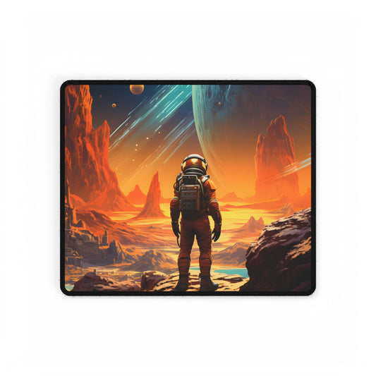 Futuristic Wilderness Explorer: Solo Journey in the Unknown - Desk Mat