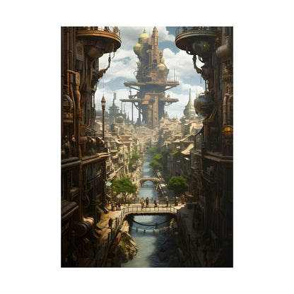 Steampunk Paris 1875: Vintage Cityscape Artwork - Poster