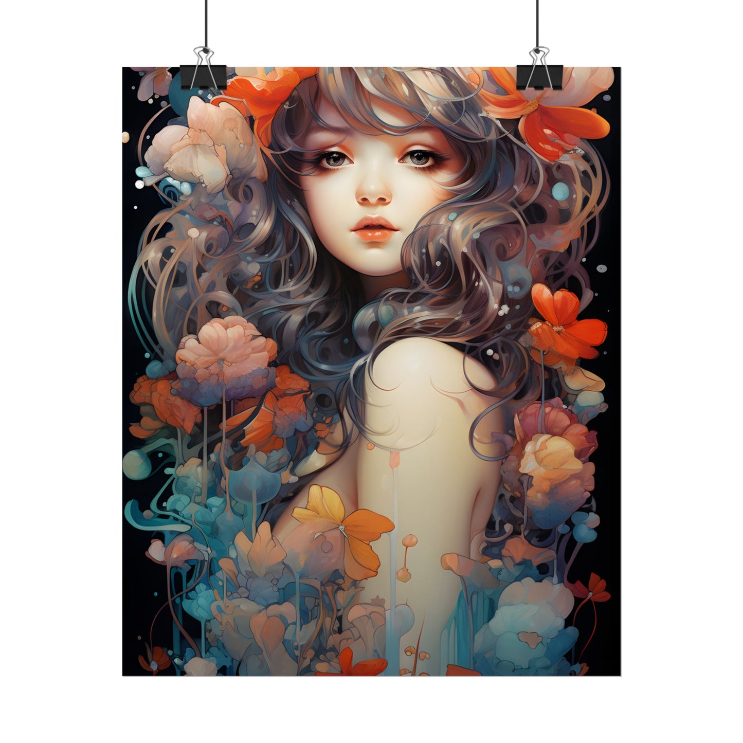 Peaceful River Garden: A Tranquil Landscape with Roses - Poster