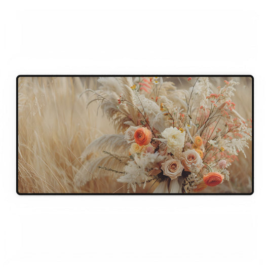 Whimsical Floral Oasis: Vibrant Pampas Artwork - Desk Mat