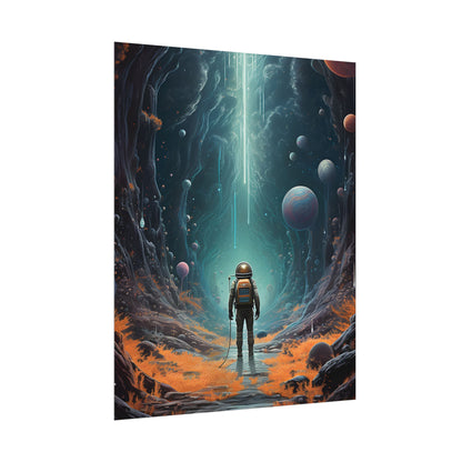 Futuristic Explorer: Sci-Fi Wilderness Encounter Digital Art - Poster