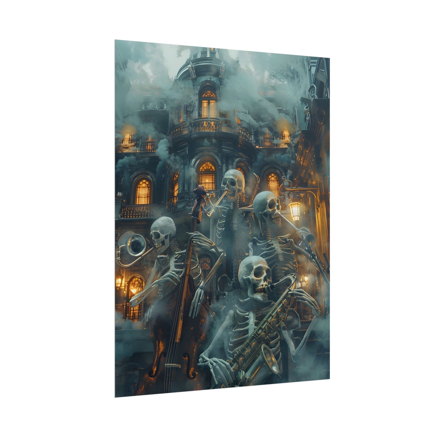 Victorian Lowbrow Skeleton Jazz Band: Dark Artwork - Poster