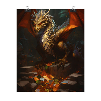 Ancient Fantasy Dragon Guard: Majestic Creature Art - Poster