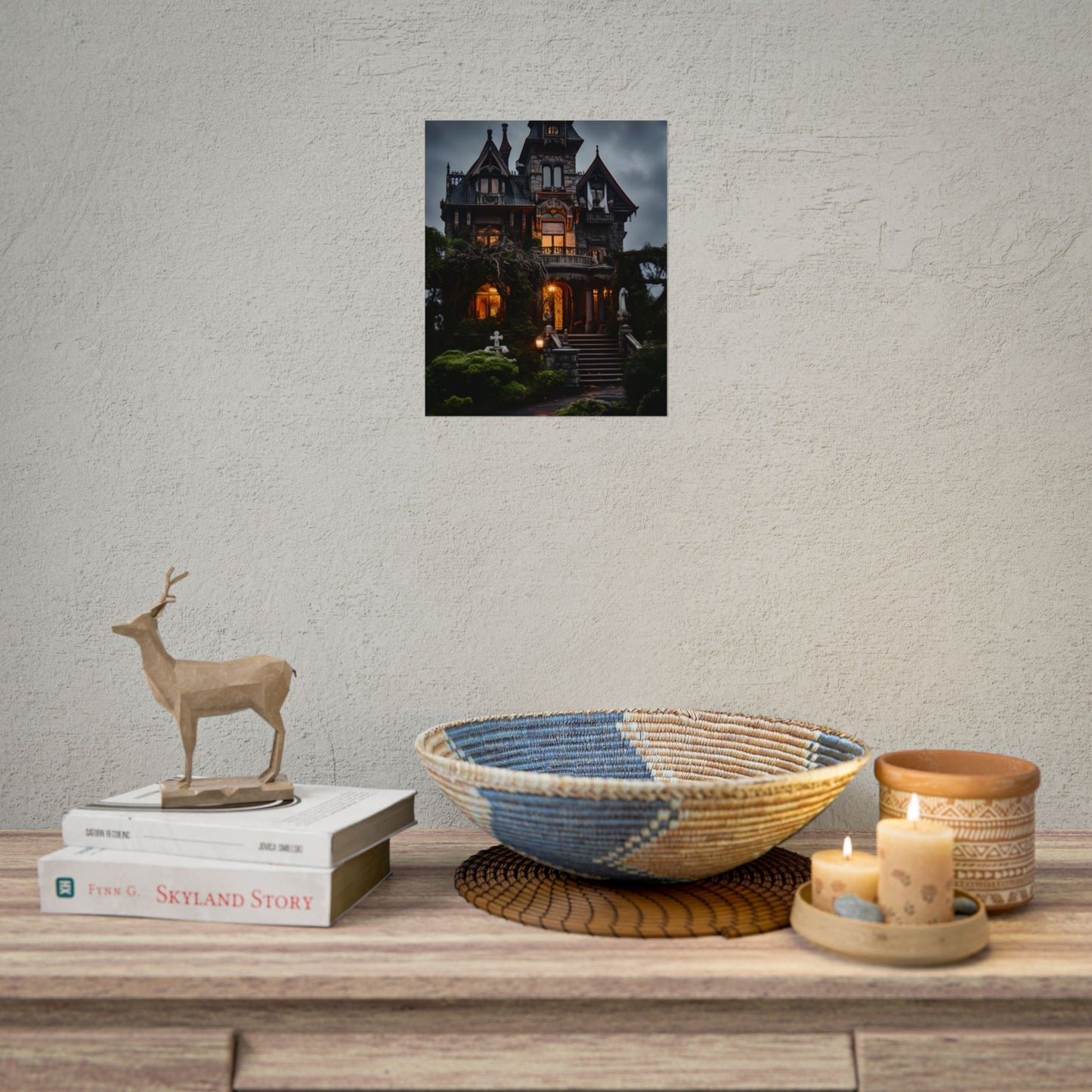 Spooky Victorian Mansion: Atmospheric Haunted Artwork - Poster