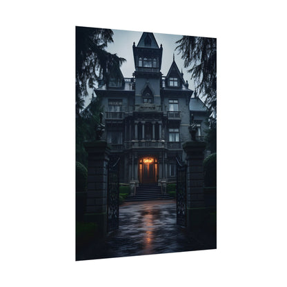 Haunted Victorian Mansion: Spooky Atmosphere Artwork - Poster