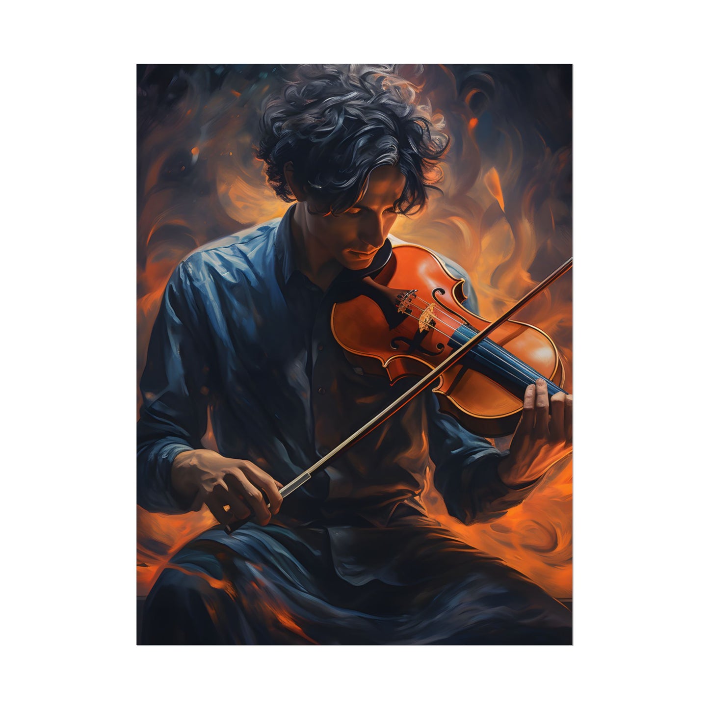 Mysterious Musician Portrait: Enigmatic Eyes Artwork - Poster