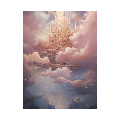 Celestial Fantasy Floating City: Digital Artwork - Poster