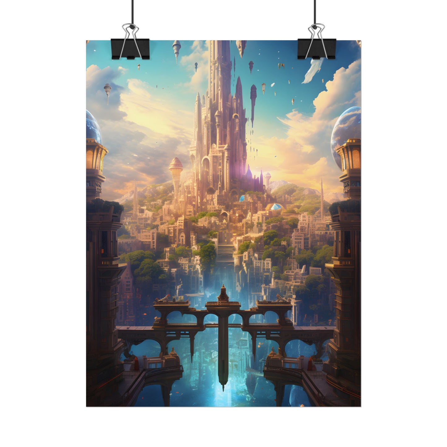 Floating Columbia: Breathtaking Serene Cityscape Artwork - Poster