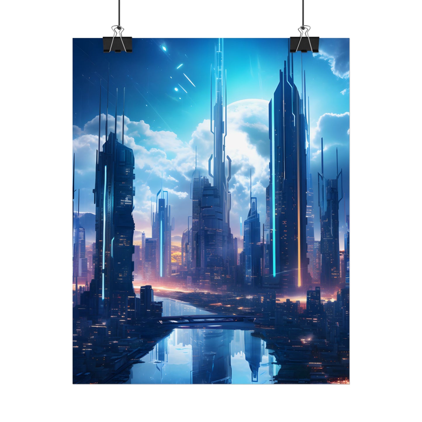 Dark Future Cityscape: Cyberpunk Dystopia Neon Artwork - Poster