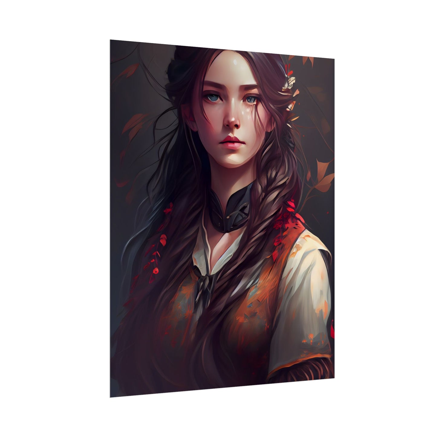 Vibrant Portrait: Brown Hair, Green Eyes Artwork - Poster