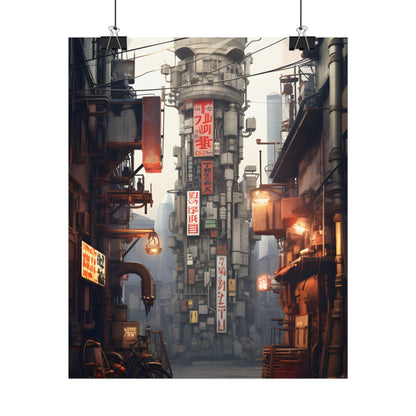 Steampunk Post-Apocalypse: Detailed Cityscape Digital Art - Poster