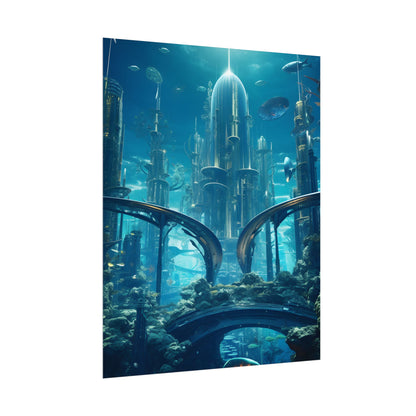 Underwater City of the Future: Sleek Modern Architecture - Poster