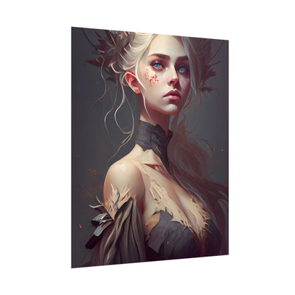 Elegant Blonde Portrait: Outdoor Woman in Dress - Poster