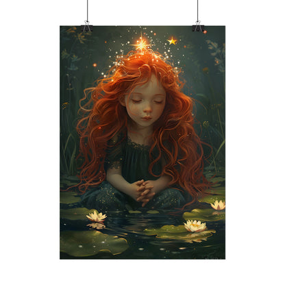 Sparkly Redhead Daydream: Young Girl Digital Art - Poster