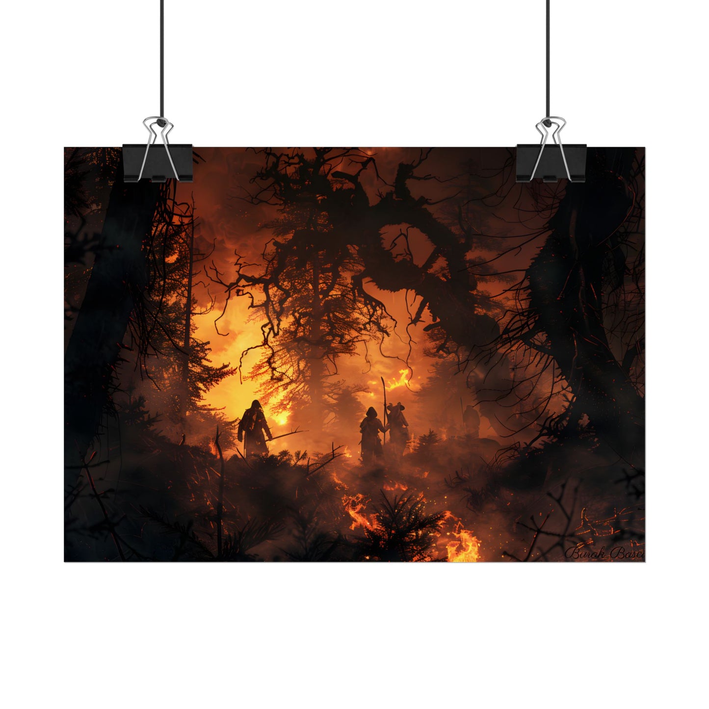 Misty Sunset Forest: Group Gathering - Poster