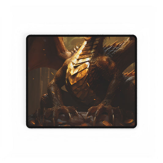 Majestic Dragon Guardian: Fantasy Artwork in a Magical Lair - Desk Mat