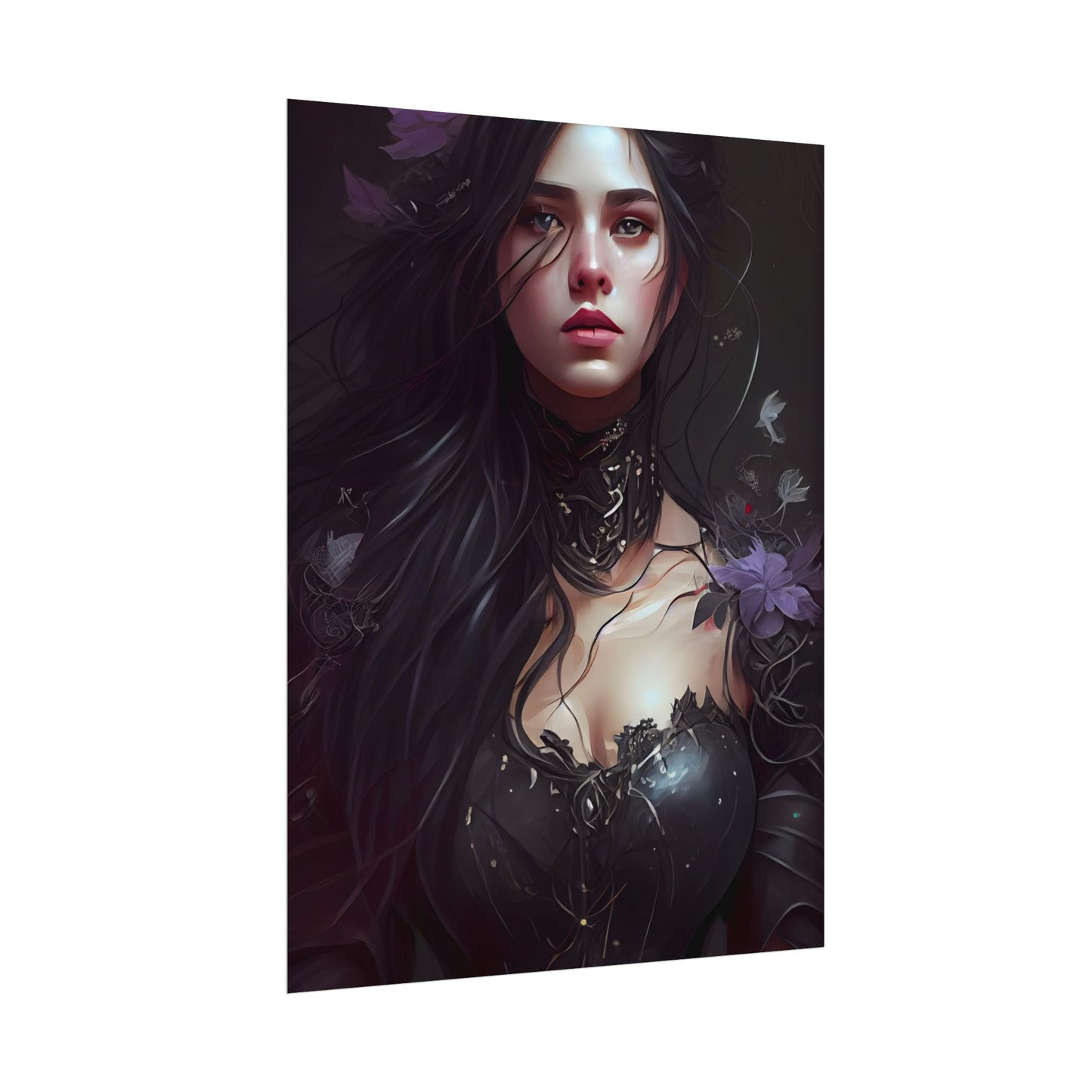 Striking Woman Portrait: Black Hair Artwork - Poster