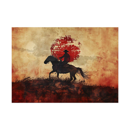 Dynamic Rodeo Scene: Earthy Tones of a Thrilling Ride - Poster